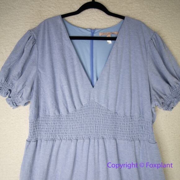 Anthropologie HUTCH blue Dress scalloped elastic waistline, size 3X - Picture 2 of 16